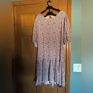 Free People Red Floral Long Sleeve Dress